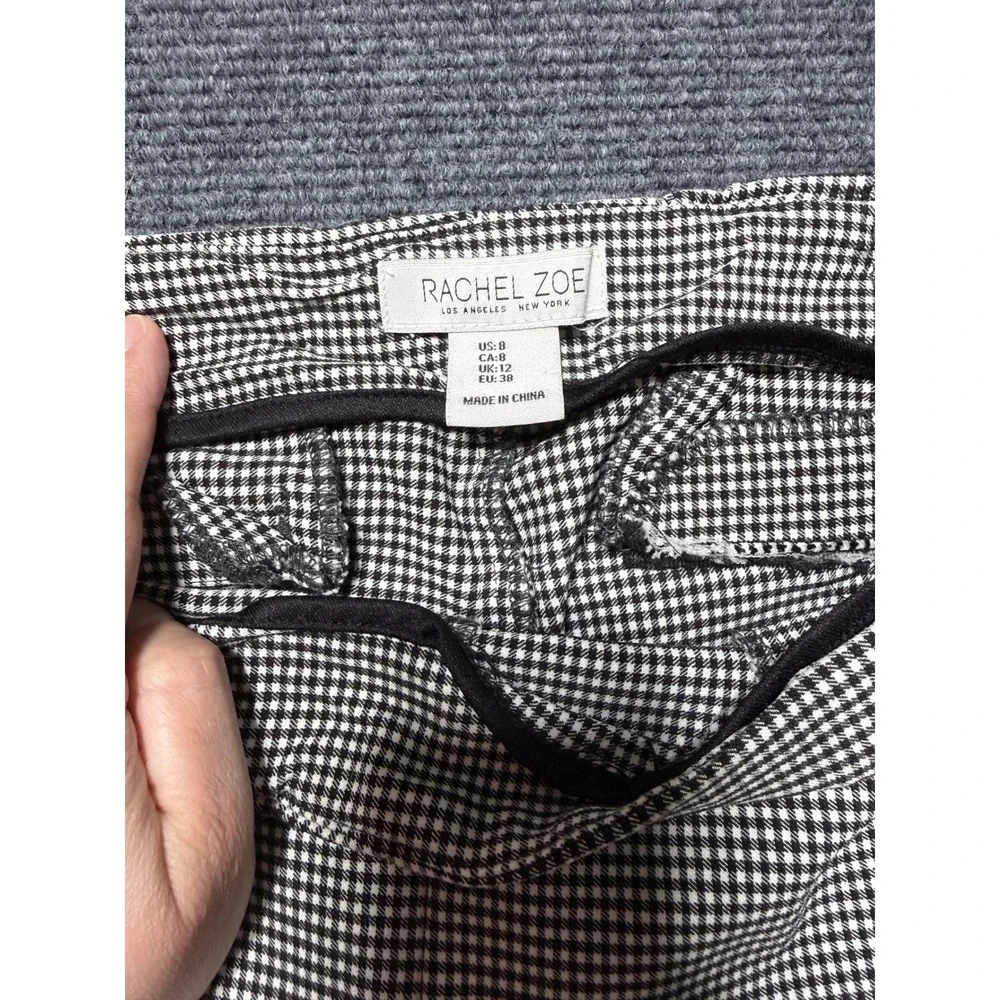 Rachel Zoe Dress Pants Womens 8 Black White Excellent Gingham Checked Stretch